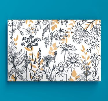 "Glamour floral" variation with gold floral canvas - TenStickers