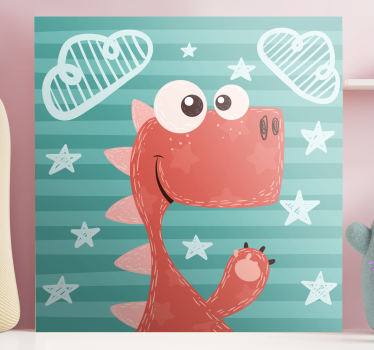 Happy cartoon dinosaurs canvas for kids - TenStickers