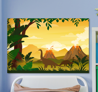 Jurassic tropical landscape dinosaur wall art - TenStickers
