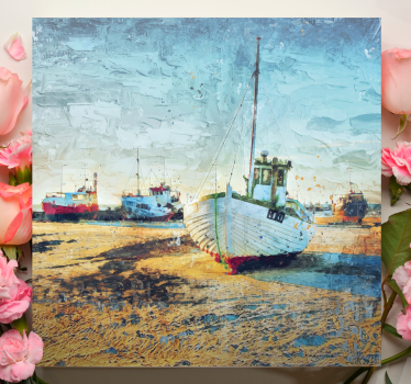 Landscape canvas fishing boats at dock - TenStickers