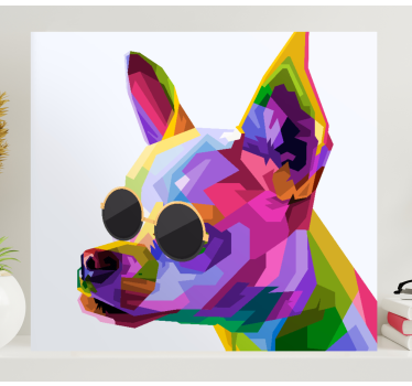 Multicolor chiuaua with glasses dog canvas pictures - TenStickers