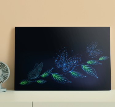 Neon flowers and butterfly canvas picture - TenStickers