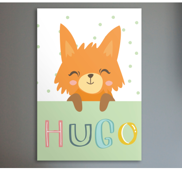 Nordic fox with name animal canvas - TenStickers