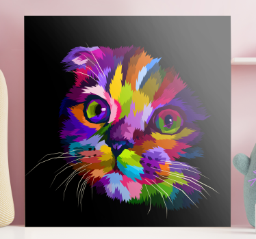 Painted Rainbow cat wall art canvas - TenStickers