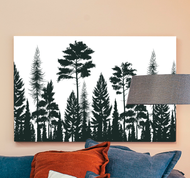 Pine trees silhouette Tree canvas print - TenStickers