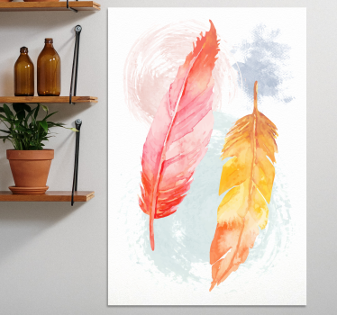 pluma colorida invertidas canvas - TenStickers