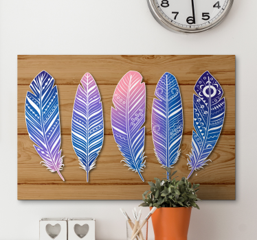 Rainbow feather canvas - TenStickers