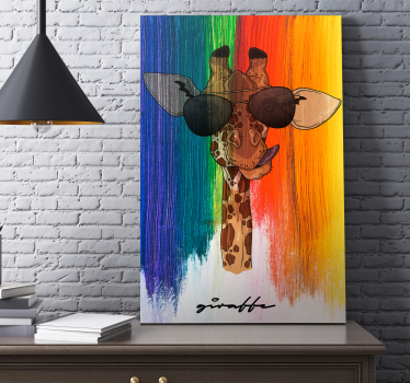 Rainbow Giraffe animal canvas - TenStickers