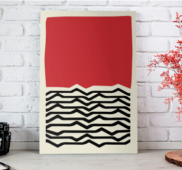 Red painting with irregular black lines modern canvas - TenStickers