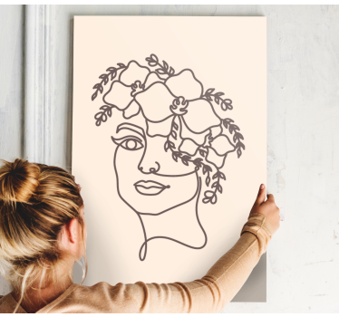 Silhouette minimalist cute woman floral canvas - TenStickers