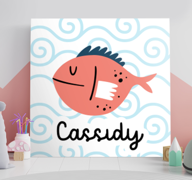 smiling fish with name customisable canvas prints - TenStickers