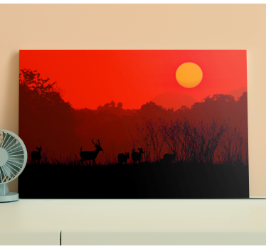 Stag canvas silhouetted stag sunset art print - TenStickers