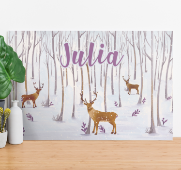 Stag canvas winter stag scene artwork - TenStickers
