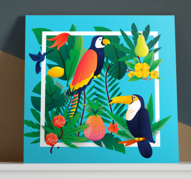 Tropical birds with fruits bird canvas wall art - TenStickers