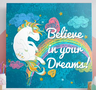 unicorn multicolour frase unicorn canvas wall art - TenStickers