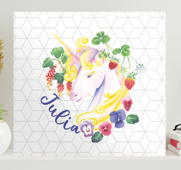 Unicorn pictures framed floral arrangement - TenStickers