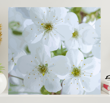 White pastel colors beautiful petals floral canvas - TenStickers