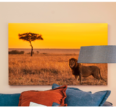 Wild savanna tree in the evening animal canvas - TenStickers