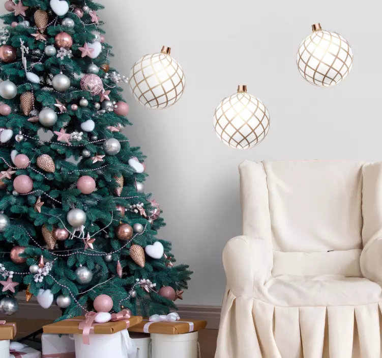 3D realistic balls set Christmas  vinyl sticker - TenStickers