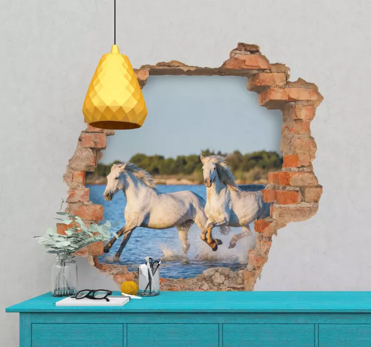 3D runing horses animal wall sticker - TenStickers