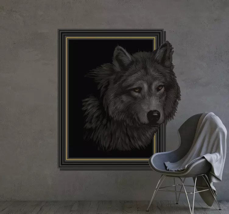 3D wolf visual effects wall sticker - TenStickers