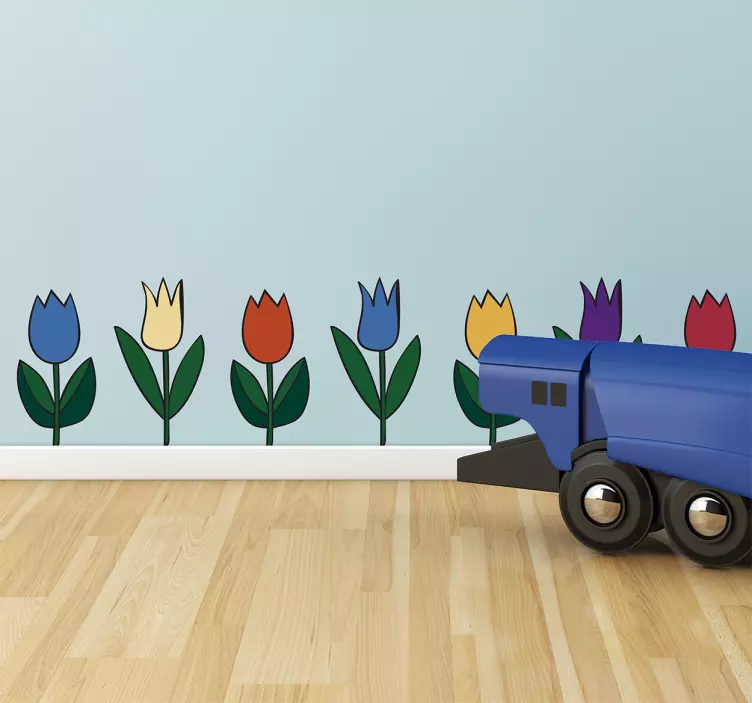 Colored tulips  flower wall sticker - TenStickers