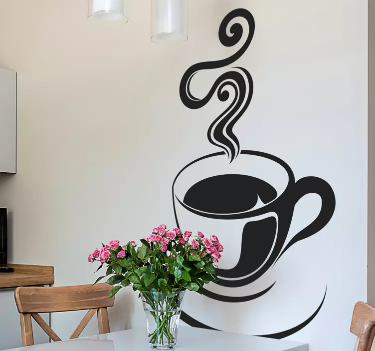 Café Coffee Cup Wall Sticker - TenStickers