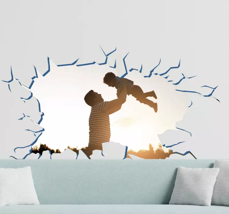 Custom photo in broken wall effect 3d wall sticker - TenStickers