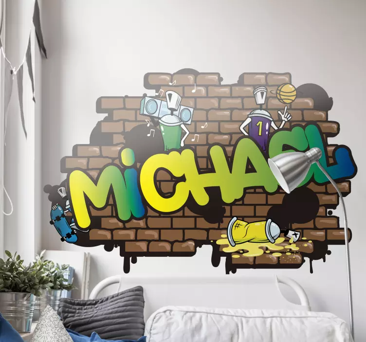 Graffiti Name brick background urban sticker - TenStickers