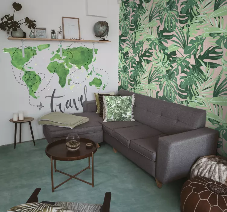 Travel and plane world map wall sticker - TenStickers