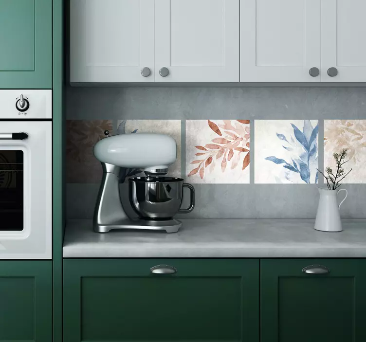 Floral watercolor pattern tile sticker - TenStickers