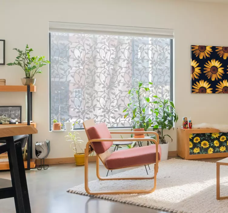 Vinilo ornamental ventana floral wall sticker - TenStickers