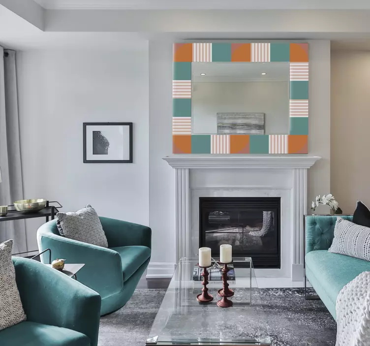 Colorful geometric frame mirror sticker - TenStickers