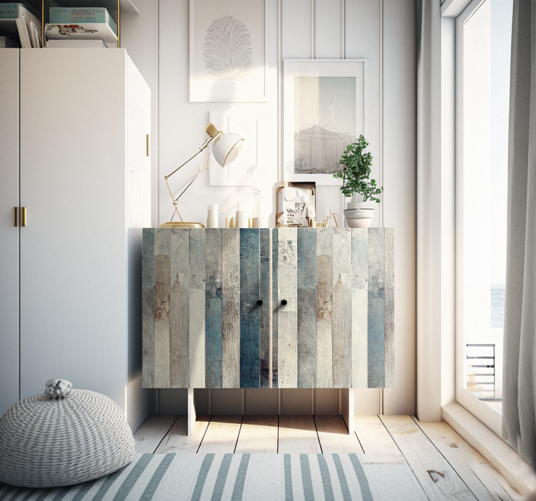 Aged Wood Blue Tones furniture decal  3600 - TenStickers