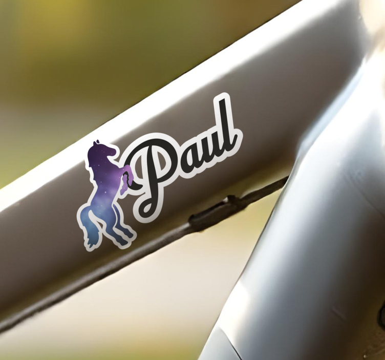 Horse design name  bike sticker - TenStickers