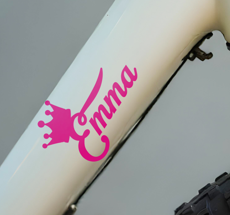 Pink crown design name bike sticker - TenStickers