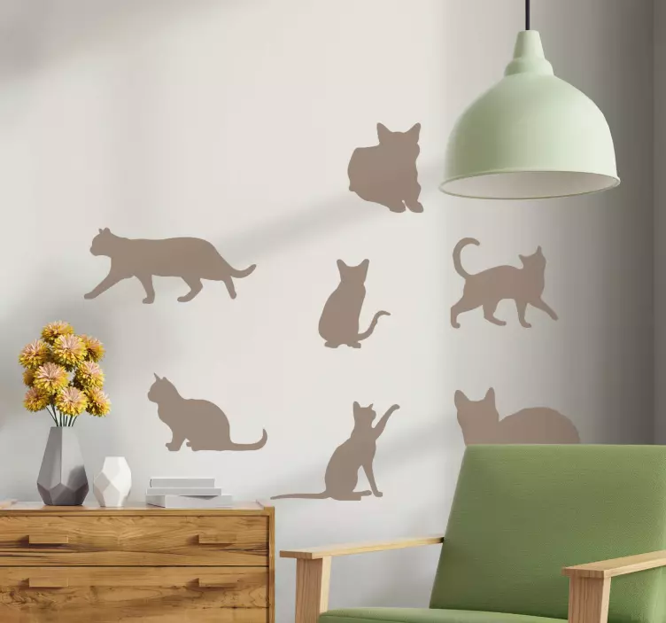 7 cat silhouettes cat sticker - TenStickers