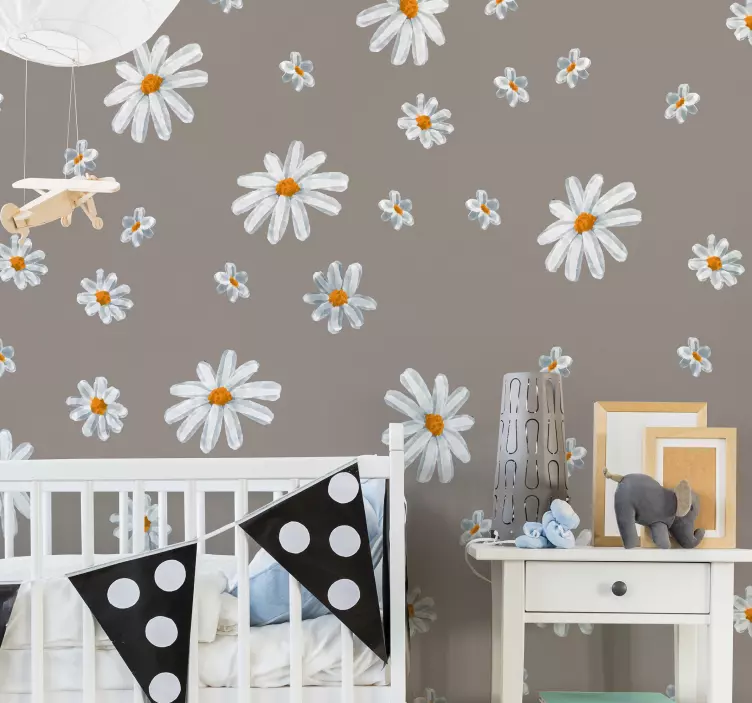 70's daisy pattern sheet flower wall sticker - TenStickers