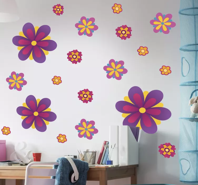 70's flowers flower wall sticker - TenStickers
