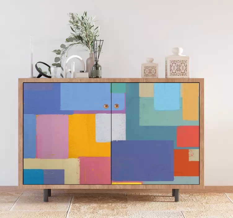 Abstract paint colorful squares furniture decal - TenStickers