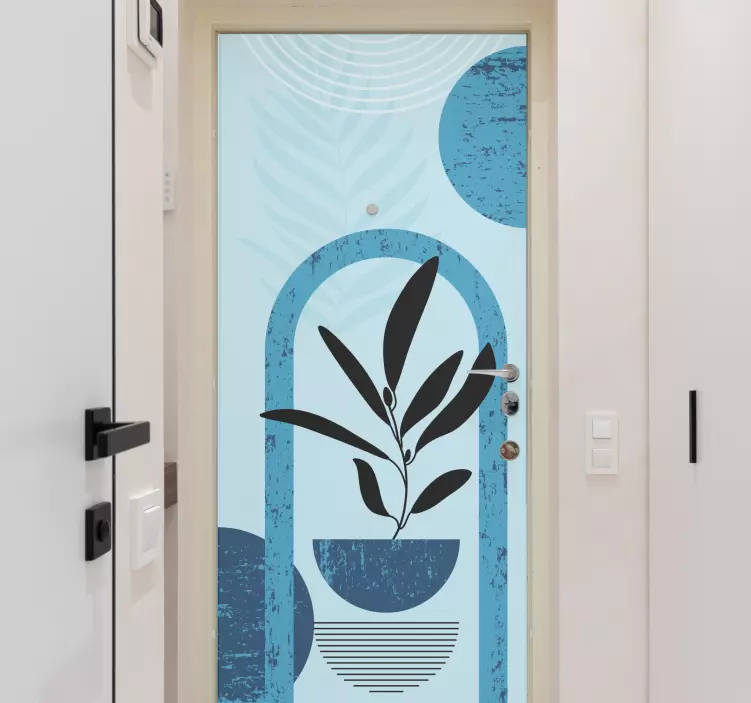Abstract shapes in trendy style door decal - TenStickers