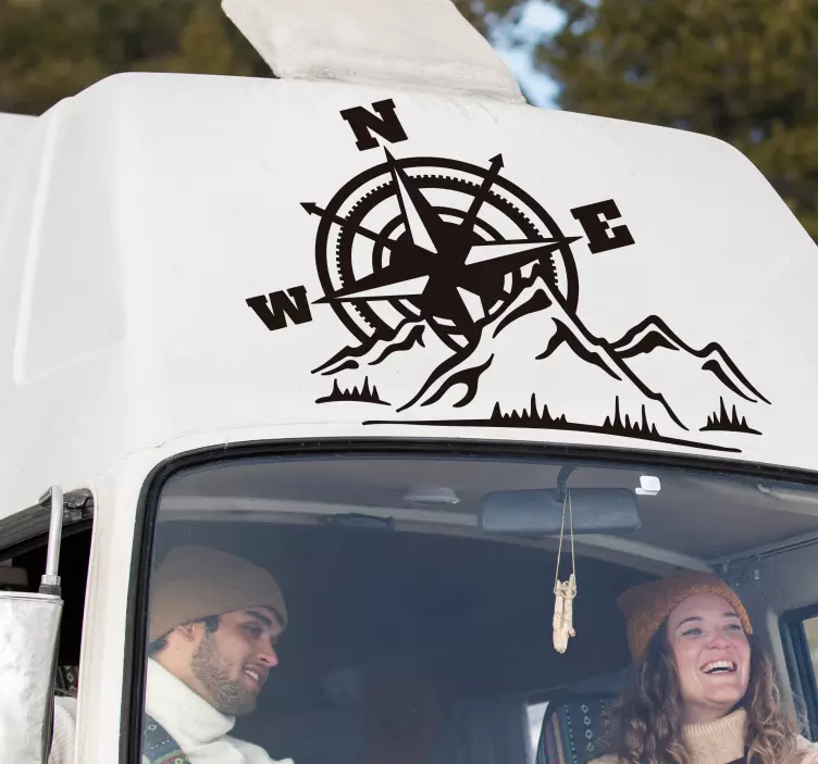 adventure compass campervan decal - TenStickers