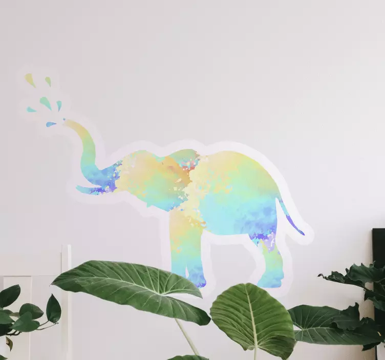 Animal wall sticker colorful baby elephant - TenStickers