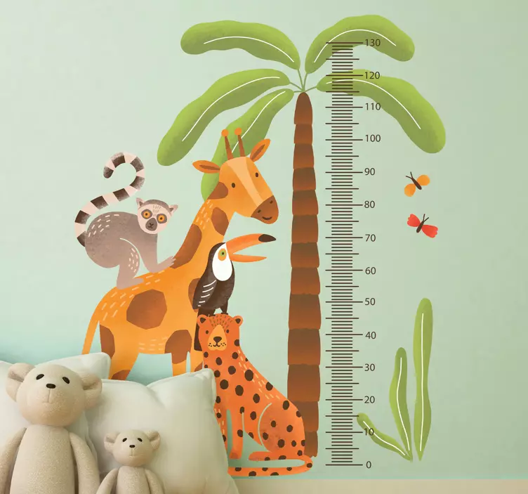 Animals for kids height chart wall sticker - TenStickers