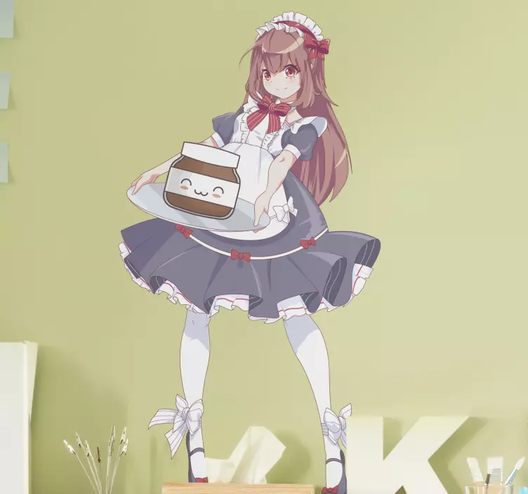 Anime girl with Nutella cartoon sticker - TenStickers