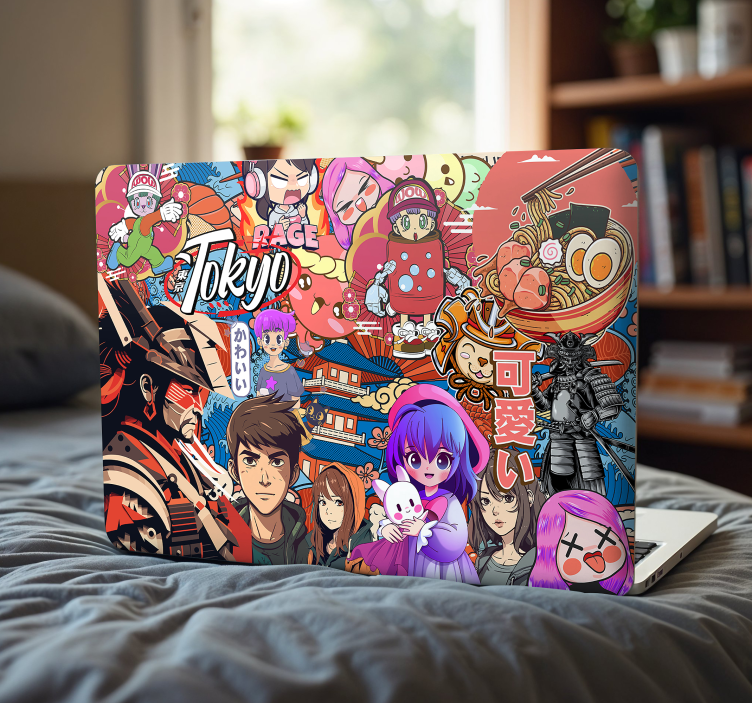 Anime sticker bomb laptop skin - TenStickers