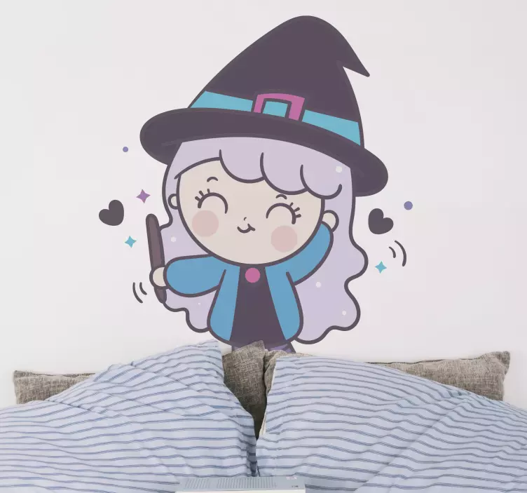 Anime witch illustration sticker - TenStickers