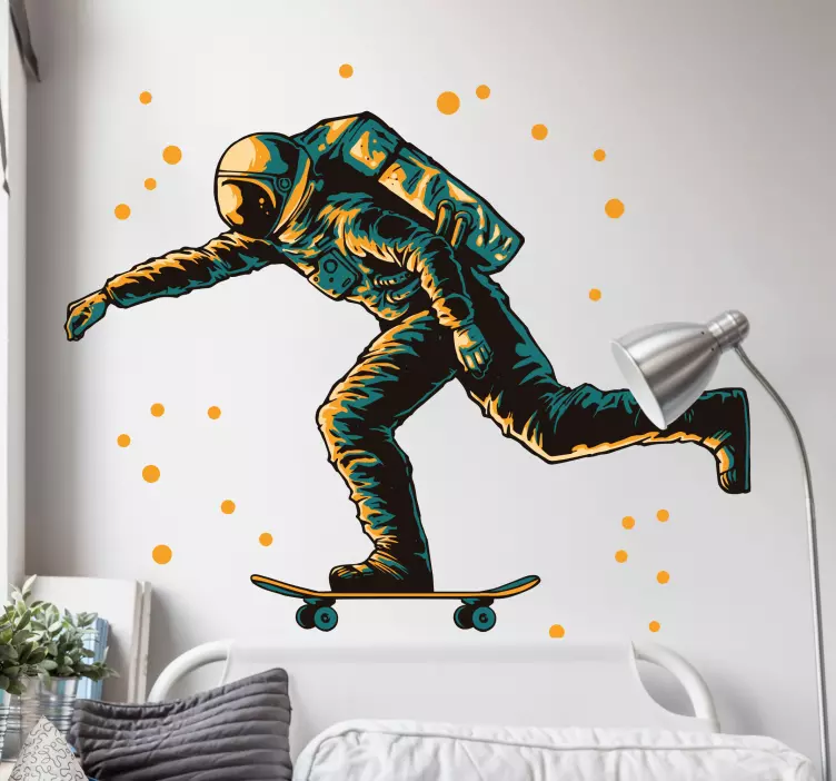 Astronaut Skateboarding Figure object sticker - TenStickers