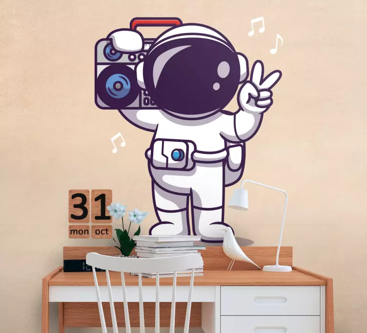 Astronaut with stereo Teenage Wall decals - TenStickers