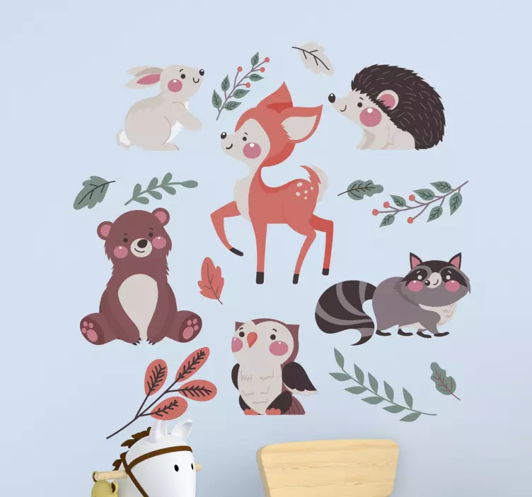 Autumn forest animals children bedroom sticker - TenStickers